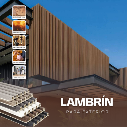 Lambrin WPC para Paredes Exterior - 5 Piezas por caja / Cubre 3.19 m2